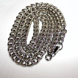 Chunky Silver Tone Chain Necklace 24” Long Statement Collar Link Jewelry
